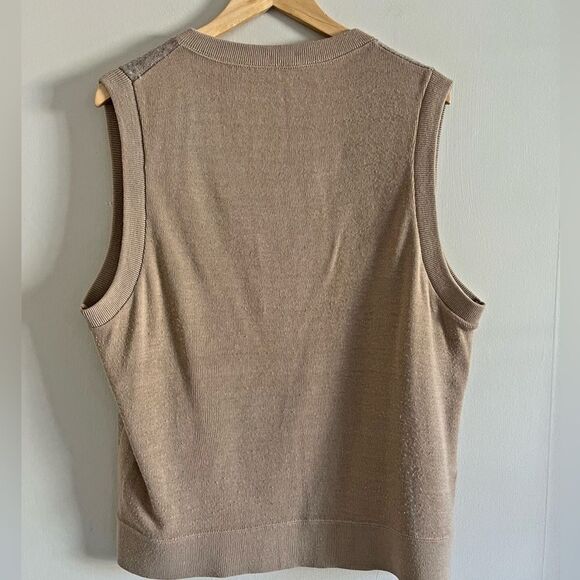 Vintage 70s Brown Knit Sweater Vest L-XL Flecked V-Neck Grandpa Core - Picture 11 of 11